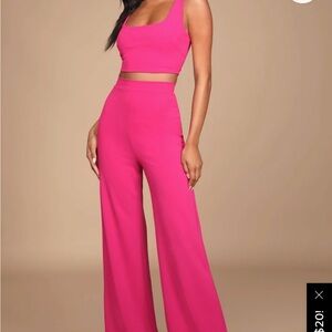 Lulu's Fuchsia Wide Leg Jumpsuit